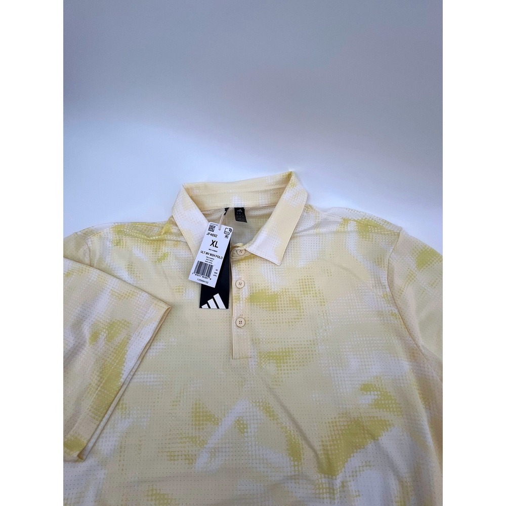 Adidas Ultimate Move Mesh Polo Mens XL Yellow New Golf Shirt JF4892 Abstract